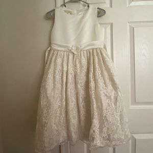 Young Girls Cream Floral Dress